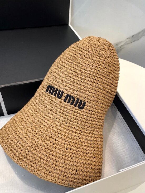 ?Miu Miu? Khaki - Straw Fisherman\'s Hat main image 7